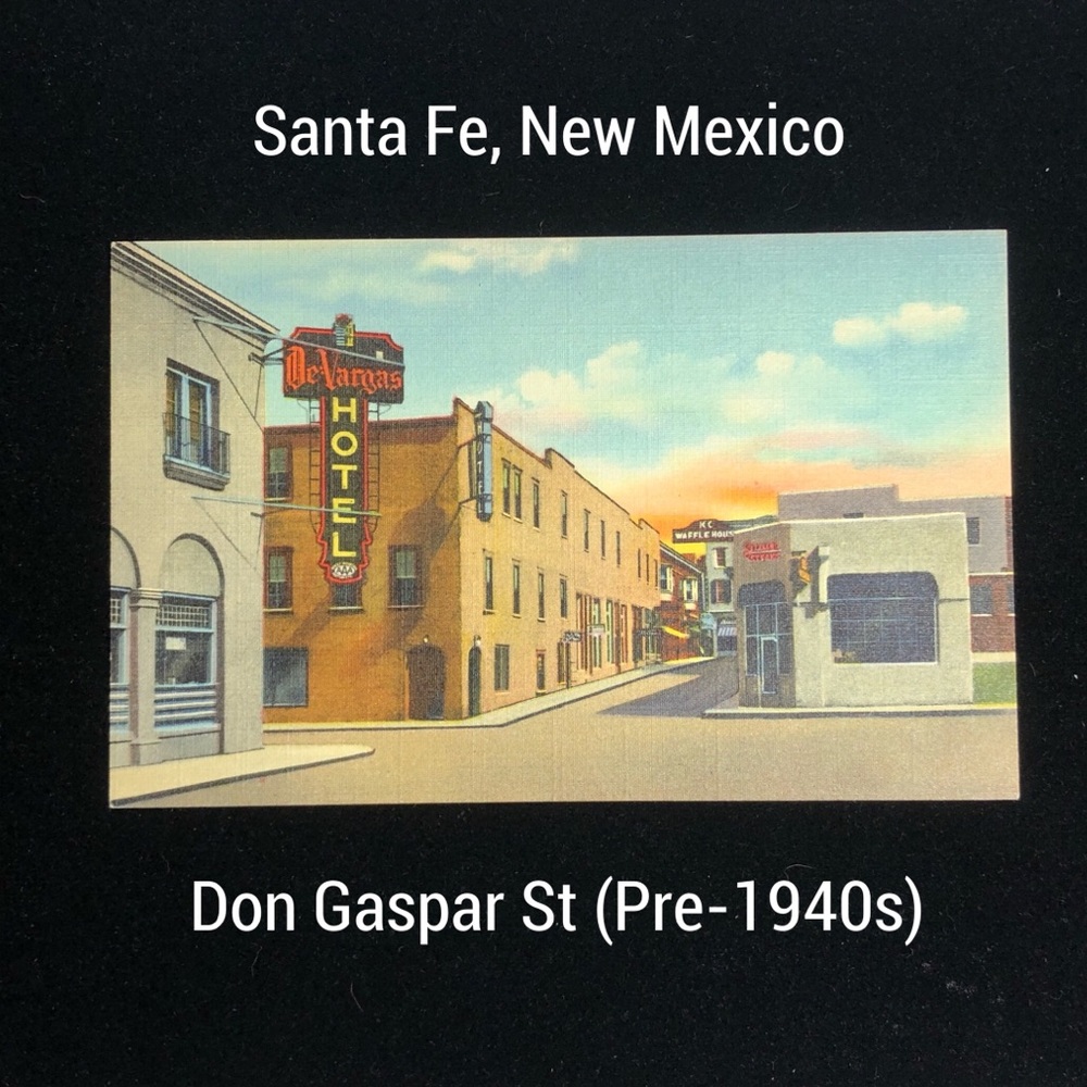 Vintage Don Gaspar St, Santa Fe Postcard Art